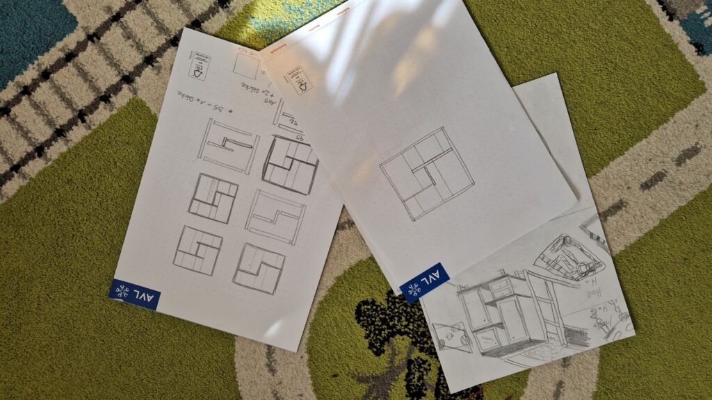 Ideen Sammlung für den DIY Schrank mit IKEA EKET auf Papier.