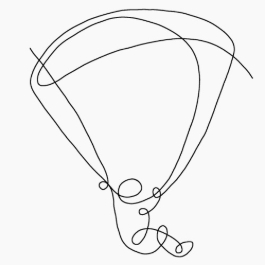 Ein aus einer Linie gezeichneter Paragleiter.