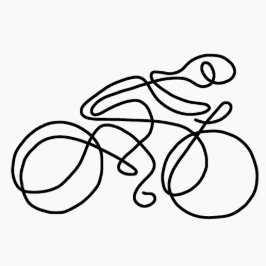 Ein aus einer Linie gezeichneter Rennradfahrer.